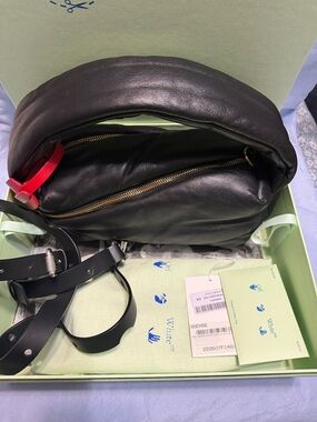 Off-White Black Padded-Handle Shoulder Bag with Red Tag